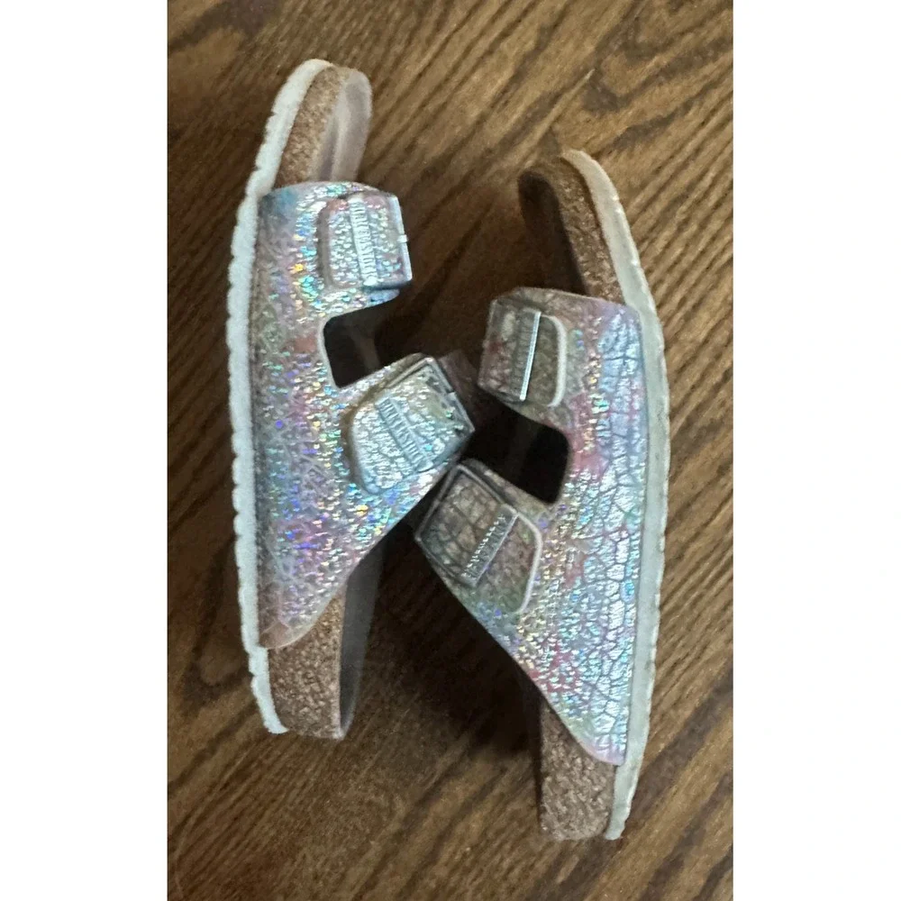 Birkenstock Arizona Kids Glitter Vegan Slide Sandal White EU 34 US 3-3.5